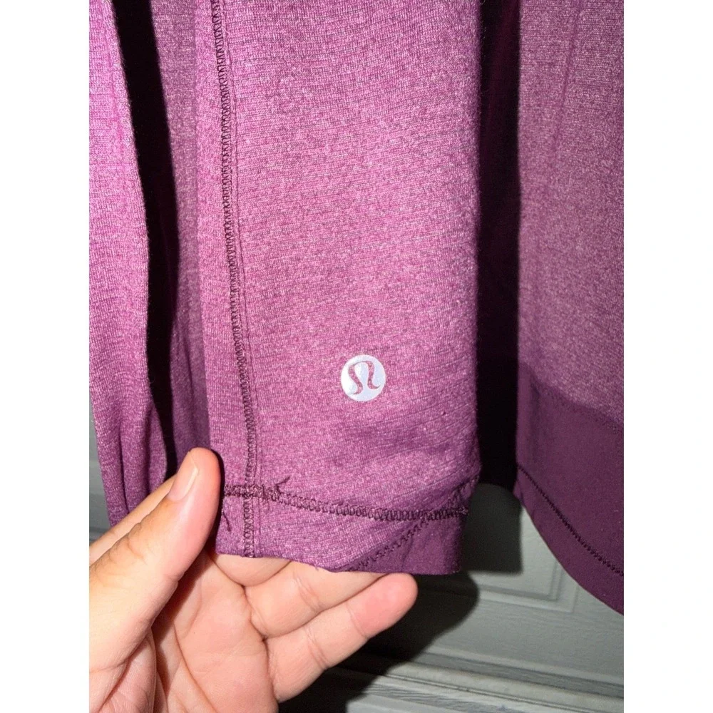 Lululemon Womens L Race Me Long Sleeve Top Heathered Plum V-Neck Athletic Yoga